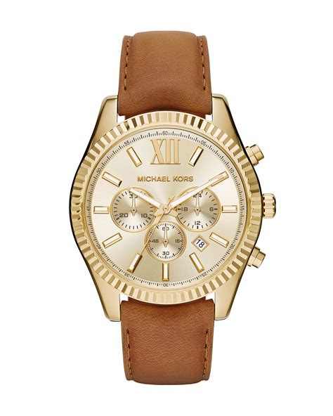 michael kors lexington leather strap watch|oversized lexington two tone watch.